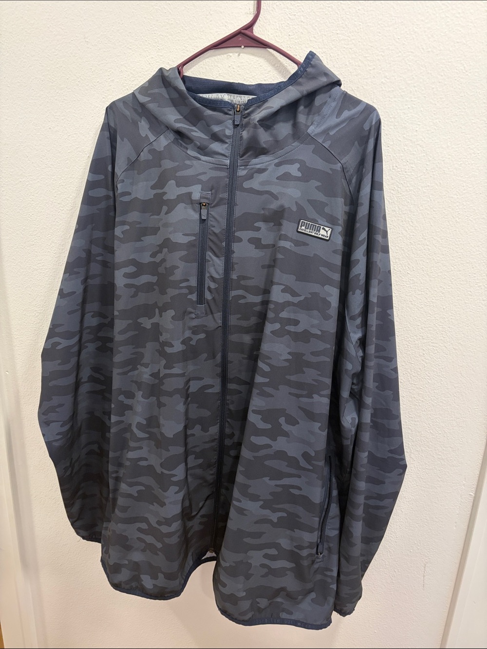 Puma Men’s Blue/Gray Camo Hooded Performance Jacket and shorts kit